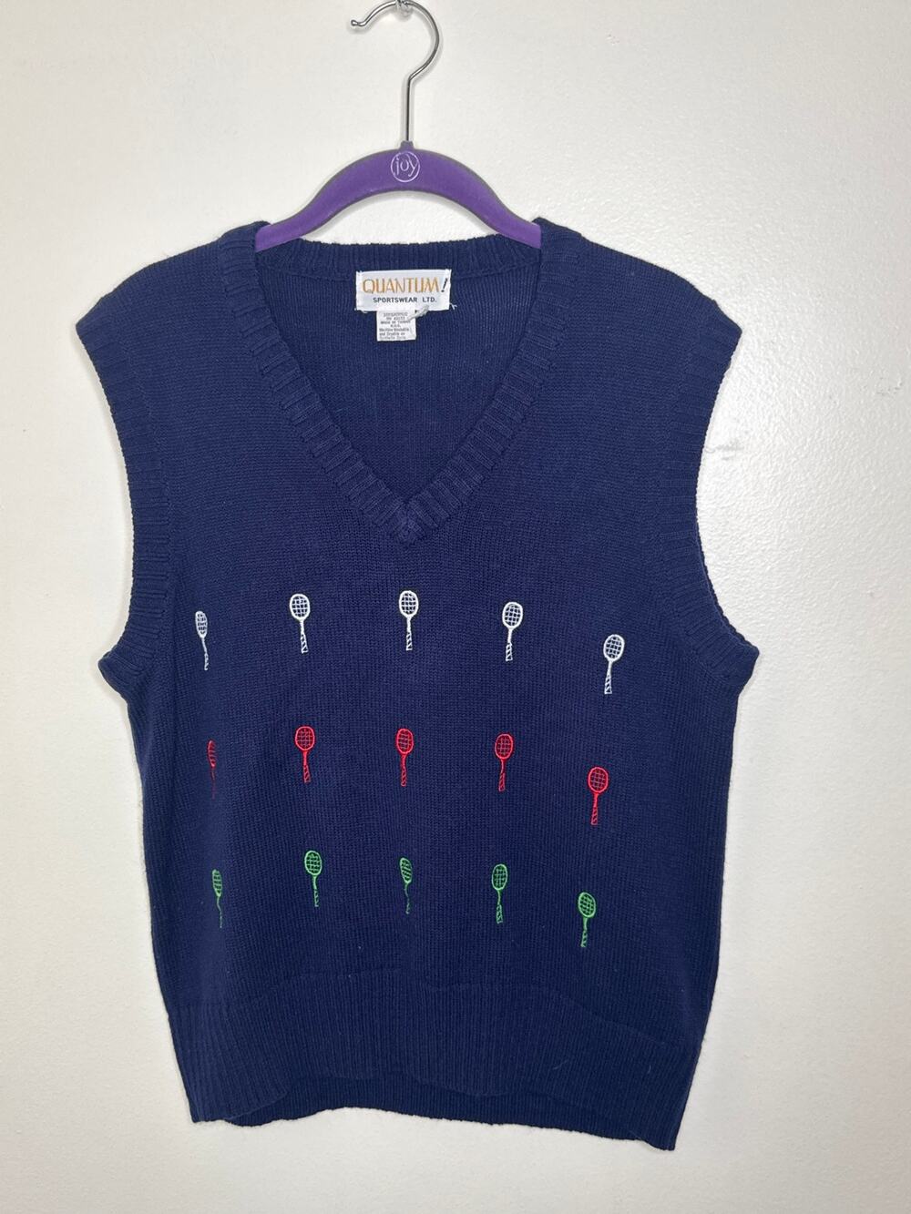 Vintage Quantum Sportswear LTD. Tennis Vest 70s Retro Rare SZ L